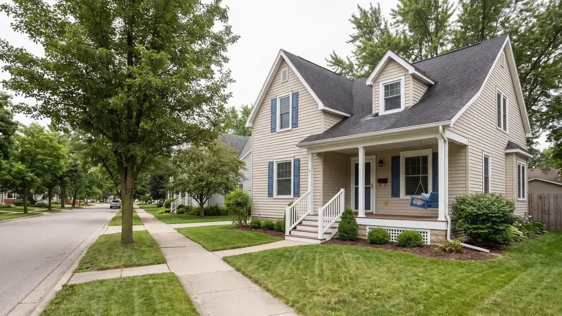 Single family house with a porch and front steps, the kind of home a HECM can cover